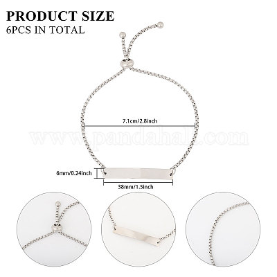6шт регулируемые браслеты-слайдеры из нержавеющей стали BJEW-CA0001-10-1