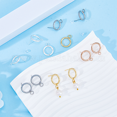 24 шт. 4 цвета фурнитура для сережек-гвоздиков из нержавеющей стали 304 STAS-FH0001-64-1