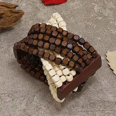 Деревянные эластичные браслеты в стиле богемы и этнического стиля для женщин WG33998-04-1