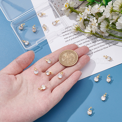 16 шт. 2 стиля латунных подвесок с микропаве из кубического циркония KK-UN0005-33-1