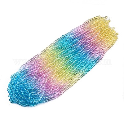 Выпечка расписные прозрачные стеклянные бусины DGLA-M001-8mm-03-1