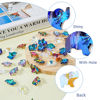 35шт 7 цвета прозрачные стеклянные бусины GLAA-FH0001-68-1