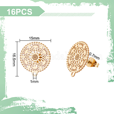 16 шт. фурнитура для сережек-гвоздиков из нержавеющей стали 304 STAS-UN0048-04-1