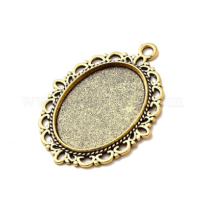 Тибетский стиль овальный сплава сеттинги кулон кабошон X-TIBEP-Q054-44AG-RS-1