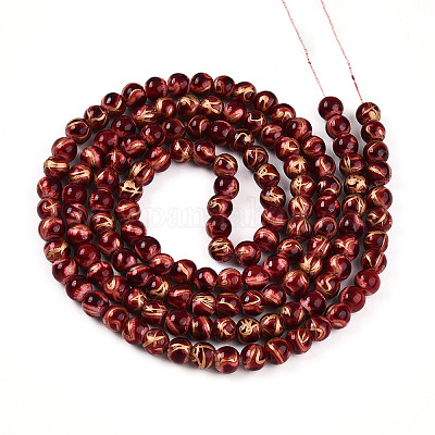 Выпечка окрашенные стеклянные бусины пряди X1-DGLA-N010-6mm-07-1