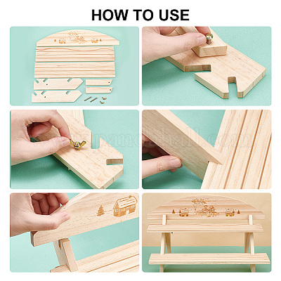 2-уровневая деревянная подставка для растений в стиле «сделай сам» ODIS-WH0299-11B-1