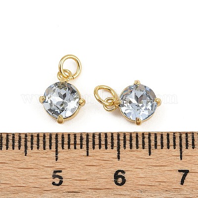 Плоские круглые латунные стеклянные подвески KK-L240-06G-02-1