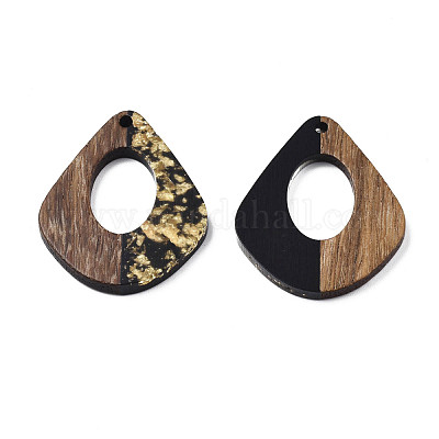 Полупрозрачные подвески из вощеного дерева грецкого ореха из смолы RESI-Q211-03-1