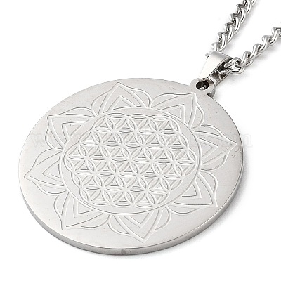 Не тускнеющие ожерелья из нержавеющей стали 304 с подвесками в виде панцирной цепи NJEW-H034-03P-1