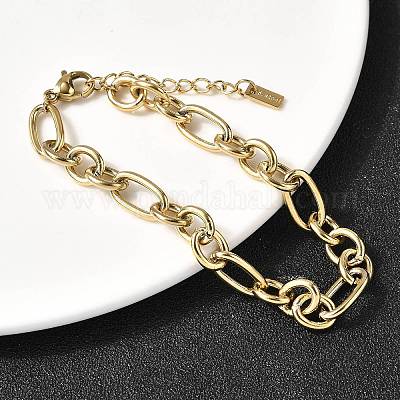 Браслет Figaro Chains из нержавеющей стали 304 для женщин BJEW-Z140-03G-1