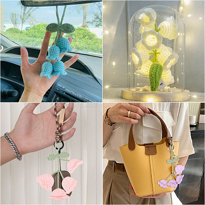 4 шт. подвесные украшения из хлопковой пряжи 4 цветов HJEW-FG0001-21-1