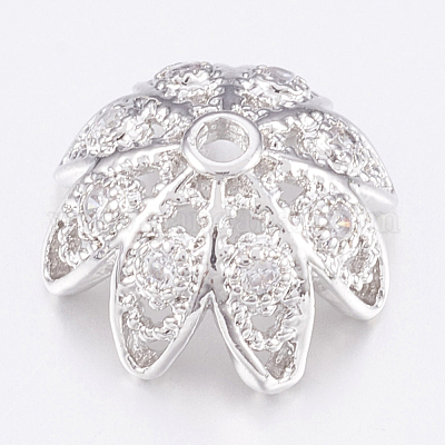 Латунные микро проложить кубического циркония Шапочки ZIRC-K075-46P-1