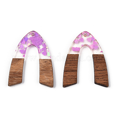 Подвески из прозрачной смолы и ореха RESI-N039-66A-1