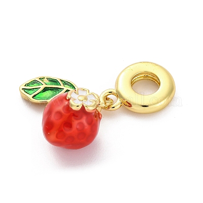 Латунные красные эмалевые европейские подвески-шармы KK-U066-22B-G-1
