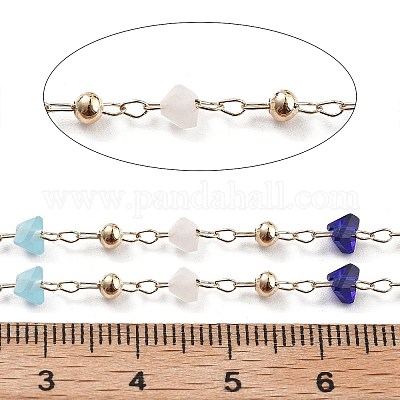 Цепочки из латунных и стеклянных бусин ручной работы CHC-L051-03KCG-02-1