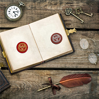 Латунная восковая печать штамп с ручкой AJEW-WH0184-0931-1