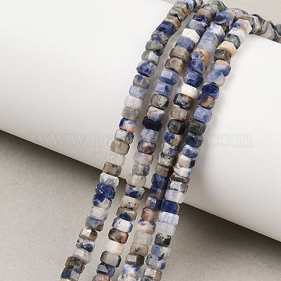 Природный содалит бисер нитей&nbsp;G-G345-C32-2x4mm-1