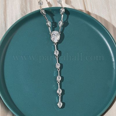 Ожерелья из латуни с прозрачными кубическими цирконами и паве NJEW-G183-06P-01-1