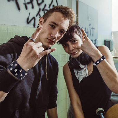 4шт. набор из 2-х браслетов из искусственной кожи с широким шнуром BJEW-GA0001-09-1