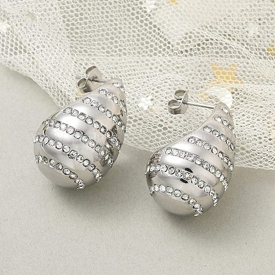 Серьги-гвоздики в форме капли из нержавеющей стали 304 EJEW-B108-06P-1