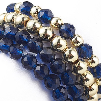 20шт 20 стиля натуральных и синтетических смешанных драгоценных камней и латунных бусин эластичных колец RJEW-JR00540-1