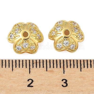 Колпачки для бусин из прозрачного кубического циркония из латуни KK-V015-33G-01-1