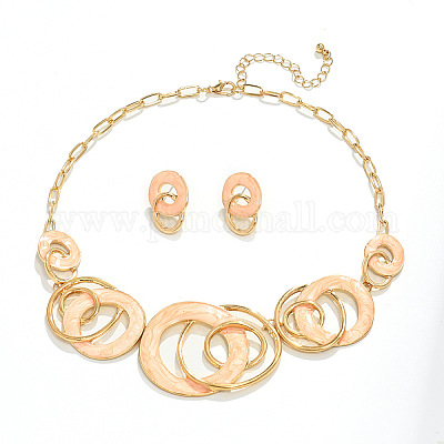 Комплекты из ожерелий с подвесками из эмалевого сплава и серег-гвоздиков FS-WG52143-03-1