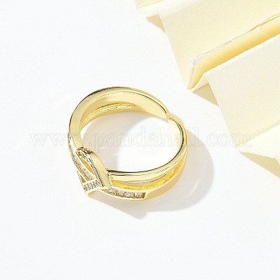 Кольца-манжеты с прозрачным кубическим цирконием в виде буквы d RJEW-G337-10G-1