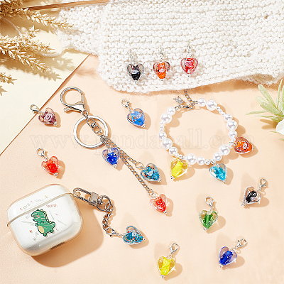 24шт 12 цвета ручной работы светящиеся подвесные украшения лэмпворк HJEW-AB00274-1