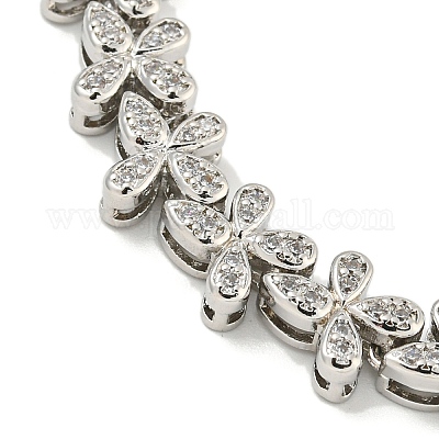 Браслеты с звеньями-бабочкой из латуни и циркония для женщин BJEW-B110-05P-03-1