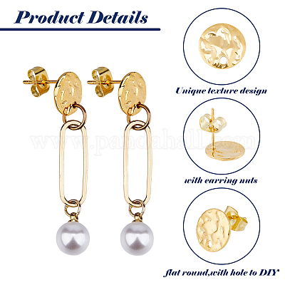 40 шт. 201 нержавеющая сталь плоская круглая фурнитура для сережек-гвоздиков STAS-DC0016-47-1