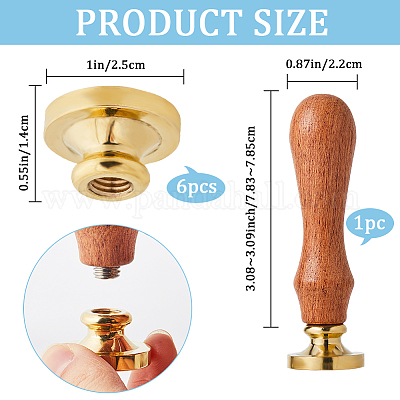 6 шт. 6 стиля латунной восковой печати головка штампа AJEW-CP0007-47-1