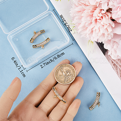 6 шт. латунные микропаве прозрачные кубические цирконии штифты-скобы бусины трубка KK-BBC0012-20-1