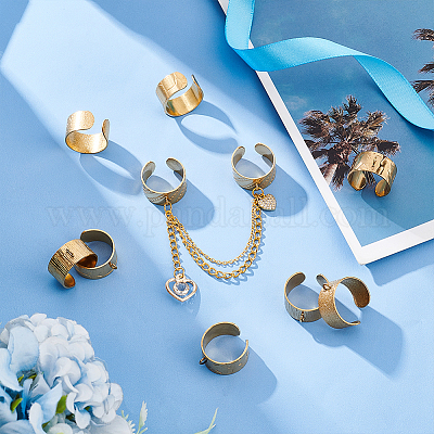 10 шт. 5 стиля 304 нержавеющая сталь открытые манжетные кольца компоненты&nbsp;STAS-UN0054-83G-1