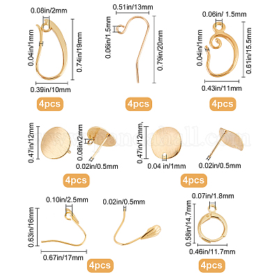 16 шт. 4 латунных крючка для сережек KK-BBC0001-34-1