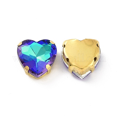 Сердце пришить стразами DIY-E062-04G-03-1