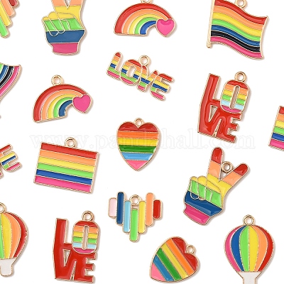 20 шт. 10 стиля радужных эмалевых подвесок из сплава гордости ENAM-FS0002-92-1