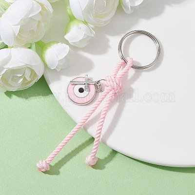 Брелки с подвесками из эмали из цинкового сплава и сглаза KEYC-JKC00609-03-1