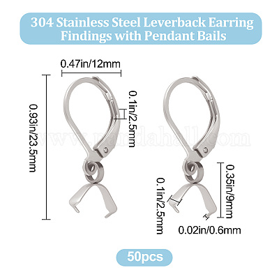 50 шт. фурнитура для сережек из нержавеющей стали 304 с подвесками STAS-BBC0001-52P-1