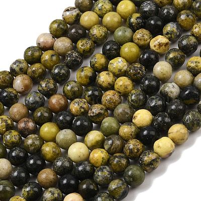 Бусы из натуральной желтой бирюзы (яшмы) G-F591-25-8mm-01-1