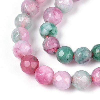 Окрашенные природные белый нефрит бисер пряди G-T139-4mm-60-03-1