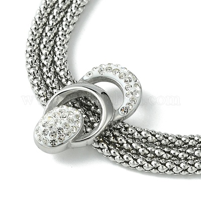 Браслет из трехслойной многорядной цепочки из нержавеющей стали 304 «попкорн» BJEW-Q775-09P-1