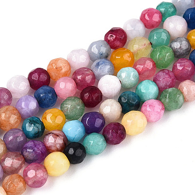 Окрашенные природные белый нефрит бисер пряди G-T139-4mm-60-02-1