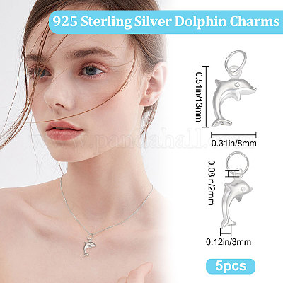 5 шт. 925 подвески-дельфина из стерлингового серебра STER-BBC0001-54-1