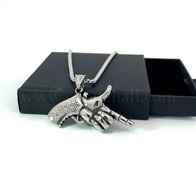 Мужские кулоны-пистолеты из нержавеющей стали в стиле хип-хоп для ночных клубов и повседневной носки IK4273-1