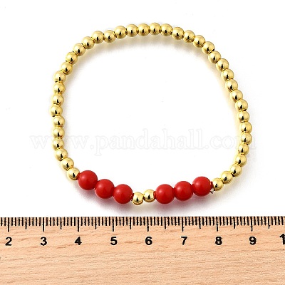 Абс имитация жемчуга круглые бусины эластичные браслеты для женщин BJEW-D317-12B-G-1