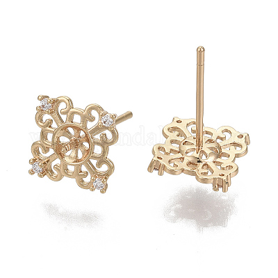 Латунные микро-паве прозрачные серьги-гвоздики из циркония KK-N232-04-NF-1