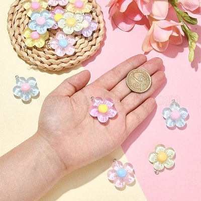 60шт 6 цвета подвески из полупрозрачной смолы RESI-CJ0003-61-1