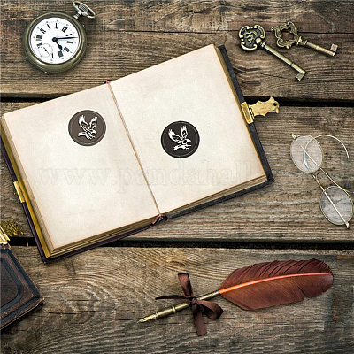 Латунная восковая печать штамп с ручкой AJEW-WH0184-0821-1