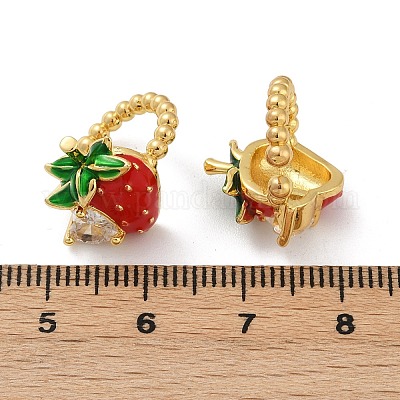 Серьги-каффы из клубничной латуни с микропаве из прозрачных кубических цирконий EJEW-F895-20G-1